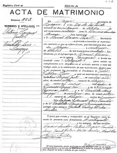 Acta de Matrimonio Acta de Matrimonio del registro civil