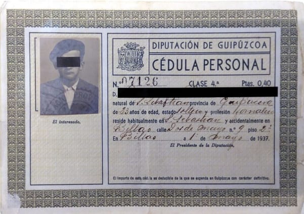 cédula personal 1937