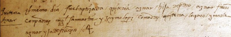 partida de bautismo de Quiterias